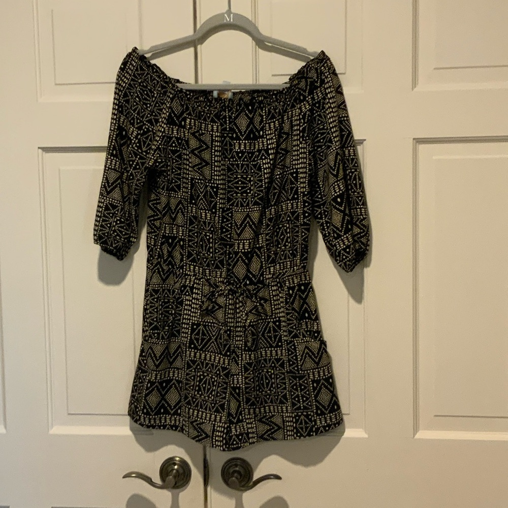 Veronica M Black and Cream Geometric Romper